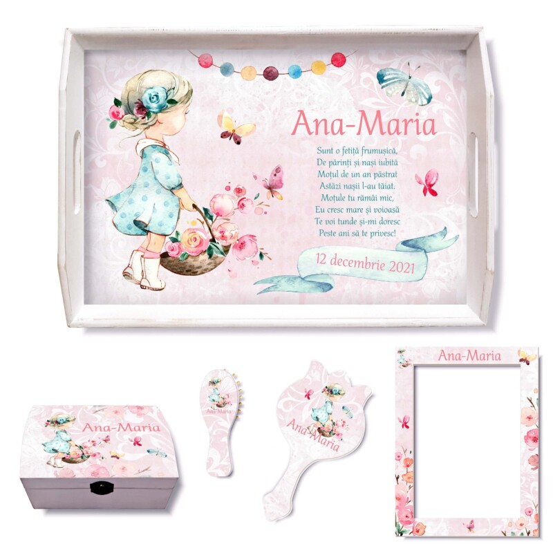 Fetita cu cos cu flori Set Mot