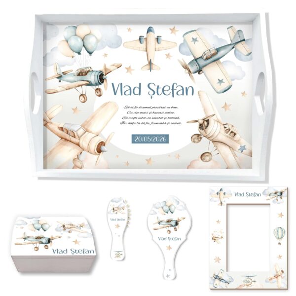 Avioane Set Tavita Mot Personalizat Baieti
