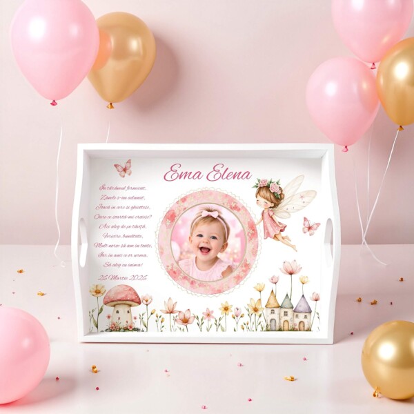 Pink Baby Girl Set Tavita Mot Personalizata cu Poza 2