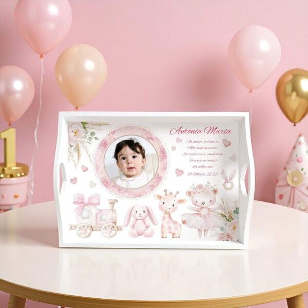 Soft Pink Baby Girl Set Mot Personalizat cu Poza 2