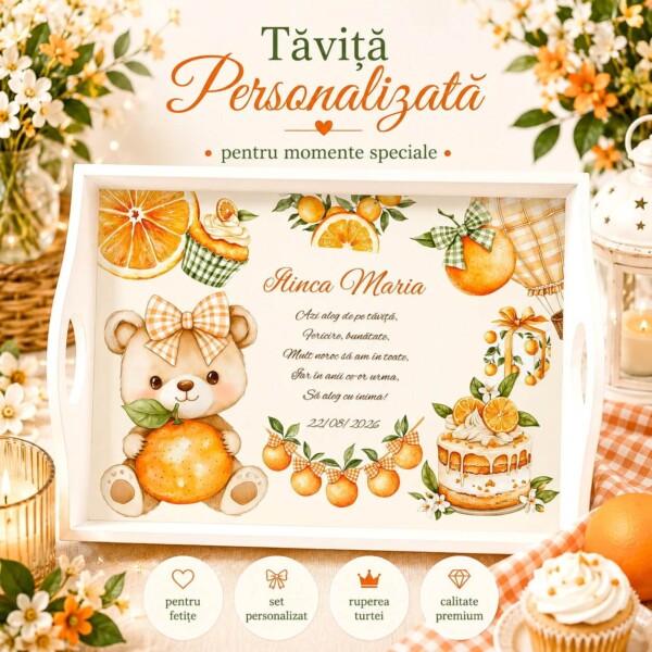 Orange Teddy Tavita Mot pentru Fetite Prezentare