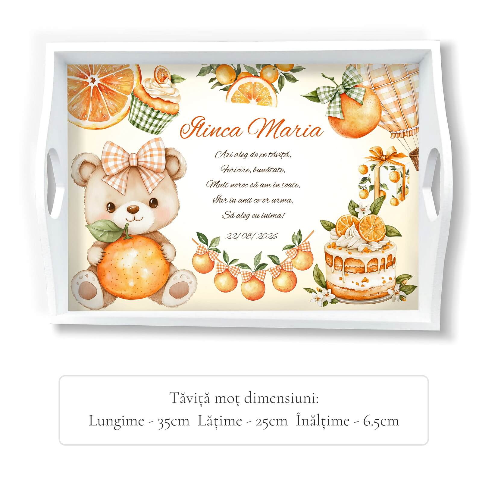 Orange Teddy Tavita Mot pentru Fetite
