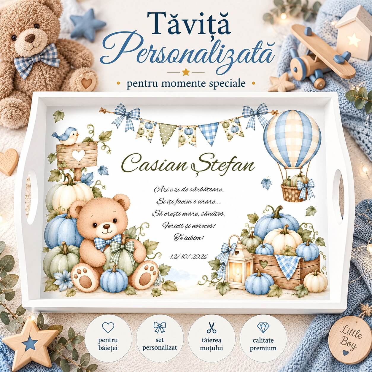 Tavita Mot Baieti Ursulet cu dovleci bleu Prezentare